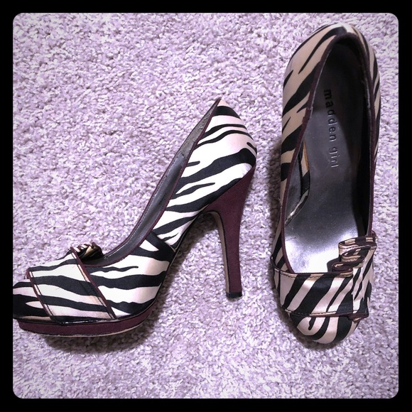 Madden Girl Round Toe Zebra Print Pumps - Picture 1 of 6